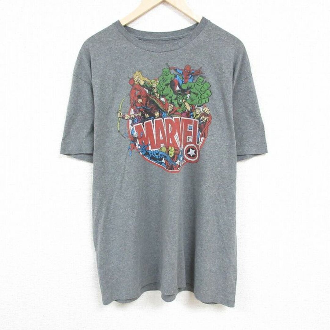 MARVEL(マーベル)のXL★古着 半袖 Tシャツ メンズ マーベル ドウターストレンジ ホークアイ 大きいサイズ クルーネック グレー 霜降り 24mar02 中古 メンズのトップス(Tシャツ/カットソー(半袖/袖なし))の商品写真