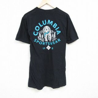 コロンビア(Columbia)のXL★古着 コロンビア COLUMBIA Columbia 半袖 ブランド Tシャツ メンズ ビッグロゴ クマ コットン クルーネック 黒 ブラック 24mar01 中古(Tシャツ/カットソー(半袖/袖なし))