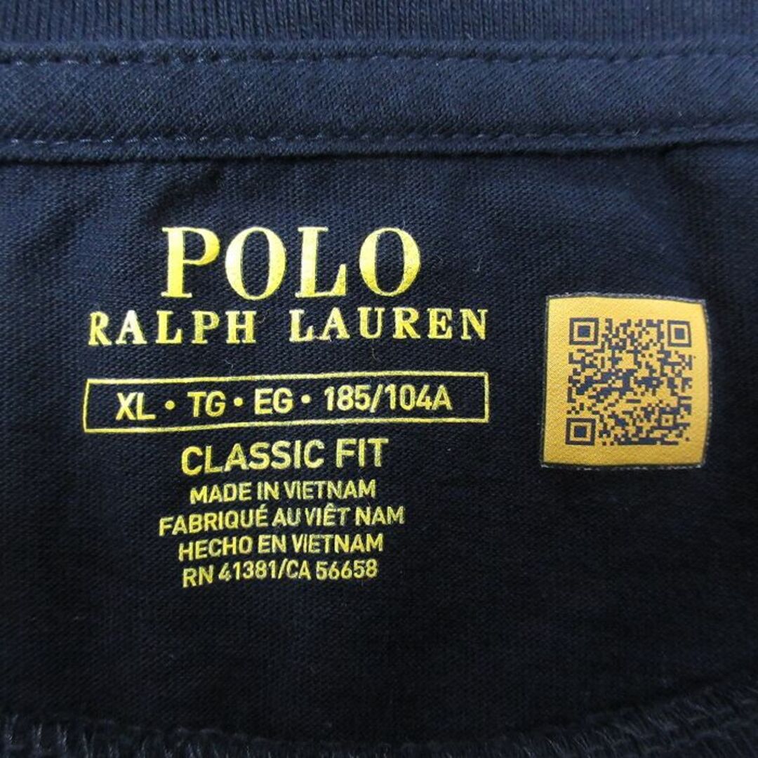 Ralph Lauren(ラルフローレン)のXL★古着 ラルフローレン Ralph Lauren 半袖 ブランド Tシャツ メンズ ワンポイントロゴ 胸ポケット付き 大きいサイズ コットン クルーネック 濃紺 ネイビー 24mar01 中古 メンズのトップス(Tシャツ/カットソー(半袖/袖なし))の商品写真