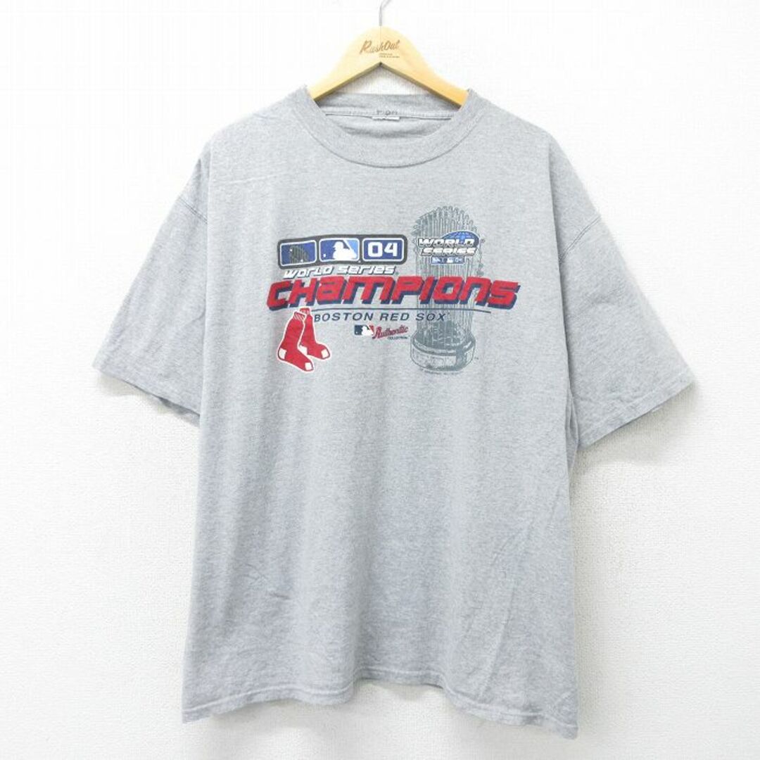 XL★古着 半袖 ビンテージ Tシャツ メンズ 00年代 00s MLB ボストンレッドソックス ワールドシリーズ クルーネック グレー 霜降り メジャーリーグ ベースボール 野球 24feb29 中古 メンズのトップス(Tシャツ/カットソー(半袖/袖なし))の商品写真