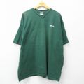 XL★古着 フィラ FILA 半袖 ビンテージ Tシャツ メンズ 90年代 90s ワンポイントロゴ 大きいサイズ コットン Vネック USA製 緑 グリーン 24feb29 中古