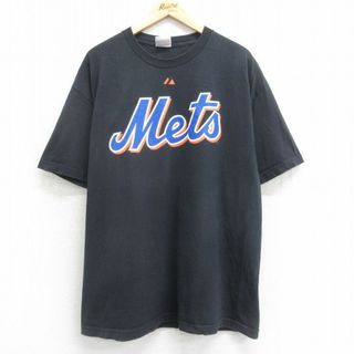 マジェスティック(Majestic)のXL★古着 マジェスティック 半袖 ビンテージ Tシャツ メンズ 00年代 00s MLB ニューヨークメッツ デビッドライト 5 クルーネック 黒 ブラック メジャーリーグ ベースボール 野球 24feb29 中古(Tシャツ/カットソー(半袖/袖なし))