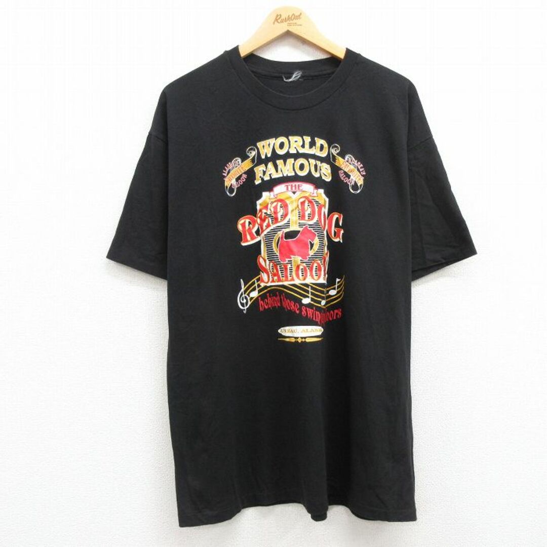 XL★古着 半袖 ビンテージ Tシャツ メンズ 90年代 90s RED DOG SALOON クルーネック 黒 ブラック 24mar01 中古 メンズのトップス(Tシャツ/カットソー(半袖/袖なし))の商品写真