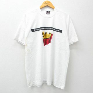 フルーツオブザルーム(FRUIT OF THE LOOM)のXL★古着 フルーツオブザルーム 半袖 ビンテージ Tシャツ メンズ 90年代 90s Submit クルーネック USA製 白 ホワイト 【spe】 24mar01 中古(Tシャツ/カットソー(半袖/袖なし))