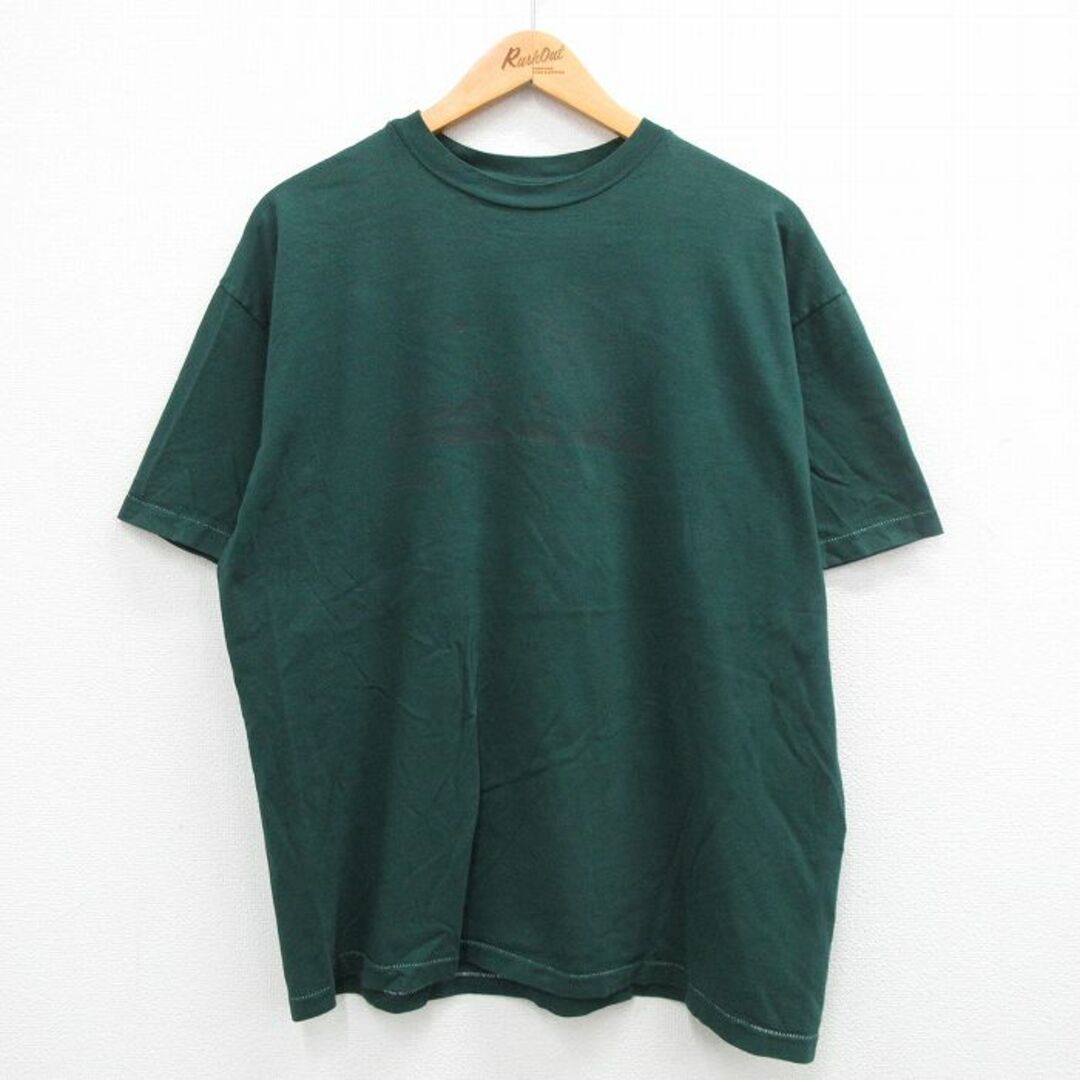 Hanes(ヘインズ)のXL★古着 ヘインズ Hanes 半袖 ビンテージ Tシャツ メンズ 90年代 90s 飛行機 大きいサイズ コットン クルーネック USA製 緑 グリーン 24mar01 中古 メンズのトップス(Tシャツ/カットソー(半袖/袖なし))の商品写真