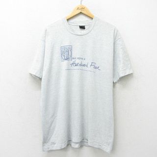 スクリーンスターズ(SCREEN STARS)のXL★古着 スクリーンスターズ 半袖 ビンテージ Tシャツ メンズ 80年代 80s Hardwood Floor ミュージカル 大きいサイズ クルーネック USA製 薄グレー 霜降り 24mar01 中古(Tシャツ/カットソー(半袖/袖なし))