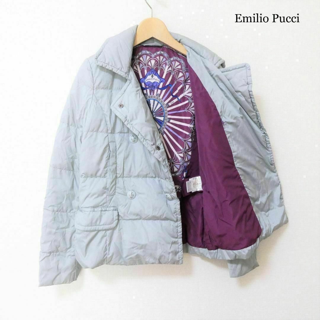 EMILIO PUCCI(エミリオプッチ)の良品 Emilio Pucci 裏地プリント ショート丈 ダウンジャケット レディースのジャケット/アウター(ダウンジャケット)の商品写真