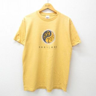 XL★古着 半袖 ビンテージ Tシャツ メンズ 00年代 00s メリーランド ミレニアム コットン クルーネック 黄 イエロー 24mar02 中古(Tシャツ/カットソー(半袖/袖なし))