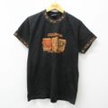 L★古着 半袖 ビンテージ Tシャツ メンズ 00年代 00s コロンビア COLUMBIA ハット アコーディオン コットン クルーネック 黒他 ブラック 24mar04 中古