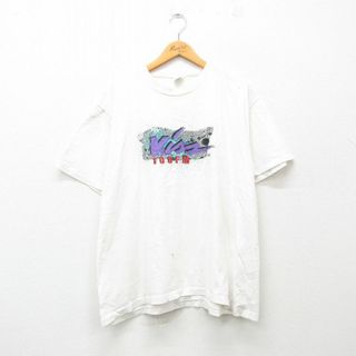 リー(Lee)のXL★古着 リー Lee 半袖 ビンテージ Tシャツ メンズ 90年代 90s 大きいサイズ コットン クルーネック USA製 白 ホワイト 24mar05 中古(Tシャツ/カットソー(半袖/袖なし))