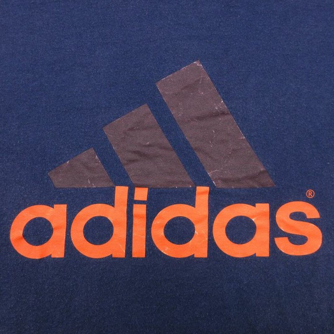 adidas(アディダス)のXL★古着 アディダス adidas 半袖 ビンテージ Tシャツ メンズ 90年代 90s ビッグロゴ 大きいサイズ ロング丈 コットン クルーネック USA製 紺 ネイビー 【spe】 24mar05 中古 メンズのトップス(Tシャツ/カットソー(半袖/袖なし))の商品写真