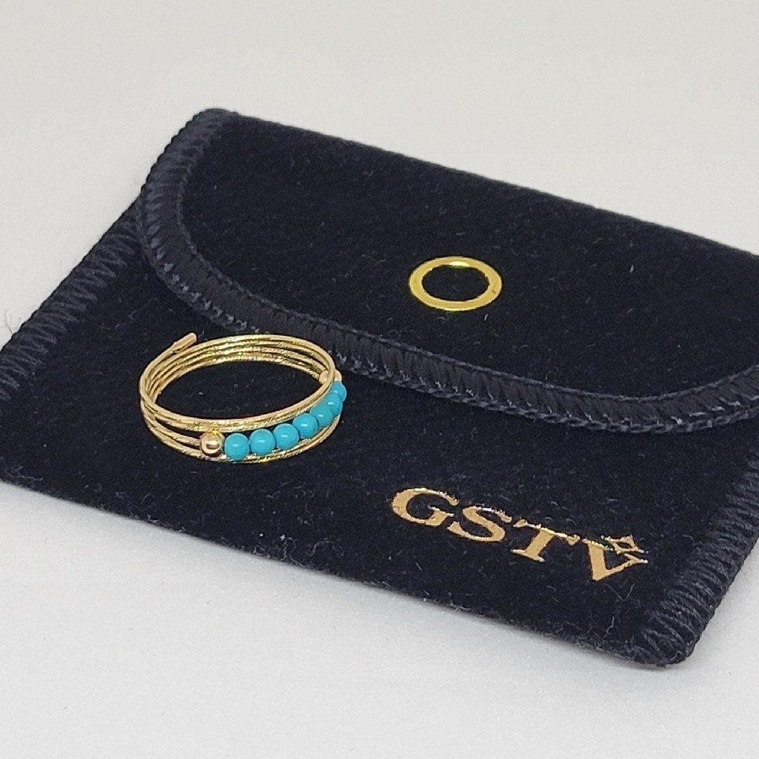 新品！！GSTV 18KYG スリーピングビューティーターコイズリング レディースのアクセサリー(リング(指輪))の商品写真