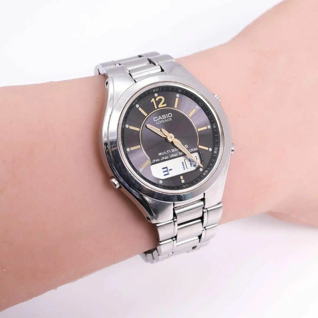 CASIO(カシオ)の《人気》CASIO LINEAGE 腕時計 ブラック 電波ソーラー ライト b メンズの時計(腕時計(アナログ))の商品写真