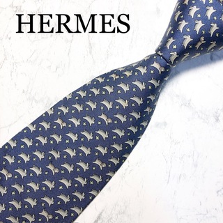 エルメス(Hermes)のHERMES ネクタイ　ブルー　ウサギ(ネクタイ)