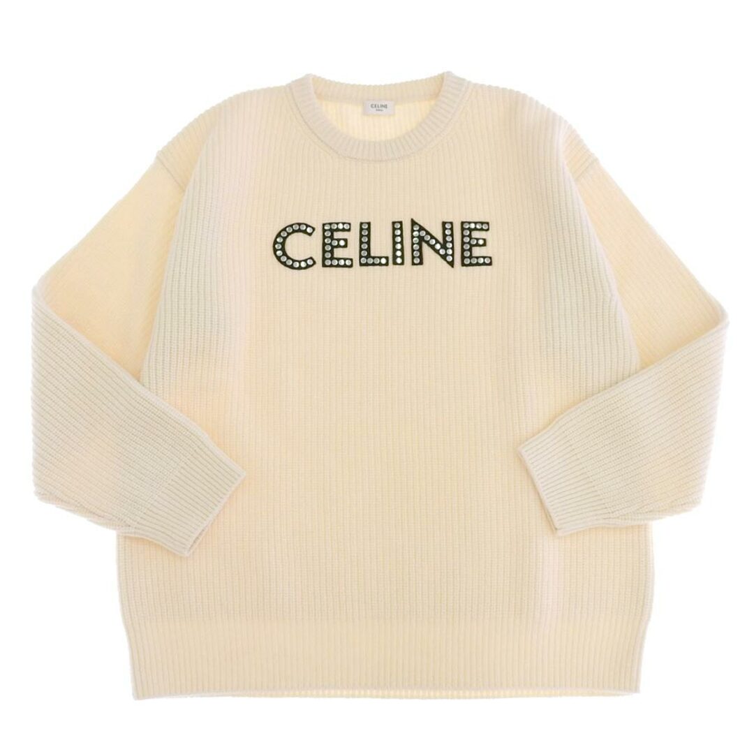 celine(セリーヌ)のセリーヌ 美品 CELINE セリーヌ Oversized CELINE Sweater In Ribbed Wool With Studs トップス ニット レディース ホワイト XS 2A68W642Q XS レディースのレッグウェア(タイツ/ストッキング)の商品写真