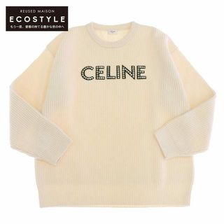 セリーヌ(celine)のセリーヌ 美品 CELINE セリーヌ Oversized CELINE Sweater In Ribbed Wool With Studs トップス ニット レディース ホワイト XS 2A68W642Q XS(タイツ/ストッキング)