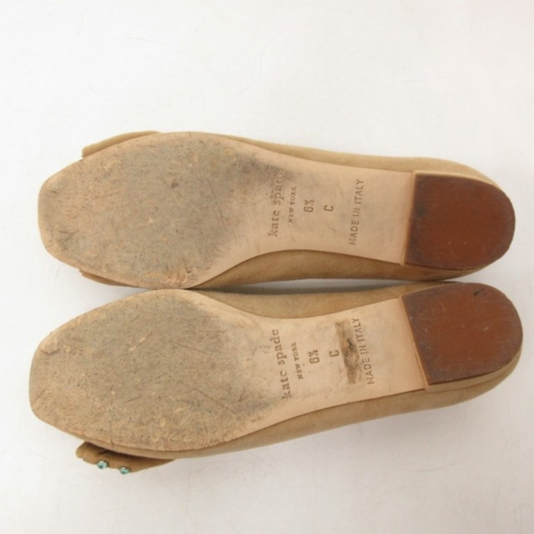ケイトスペード パンプス フラットヒール リボン ビジュー レザー 6 1/2 レディースの靴/シューズ(ハイヒール/パンプス)の商品写真