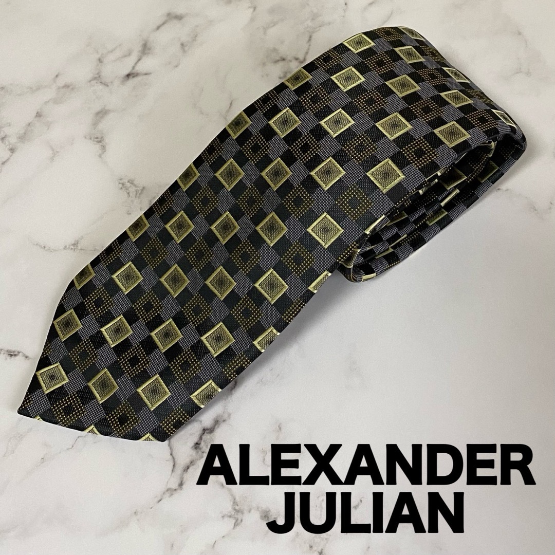 ALEXANDER JULIAN(アレキサンダージュリアン)の【極美品】ALEXANDER JULIAN メンズ　ネクタイ　総柄　マルチカラー メンズのファッション小物(ネクタイ)の商品写真