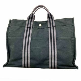 エルメス(Hermes)のHERMES エルメス フールトゥMM キャンバス ブラック トートバッグ ハンドバッグ メンズ レディース(ハンドバッグ)