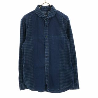ブルーブルー 日本製 チェック 長袖 コットンシャツ 3 ブルー系 BLUE BLUE メンズ 古着 【240324】