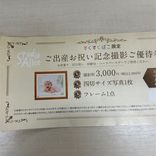 スタジオアリス　すくすくばこ限定出産お祝い記念写真撮影券(その他)