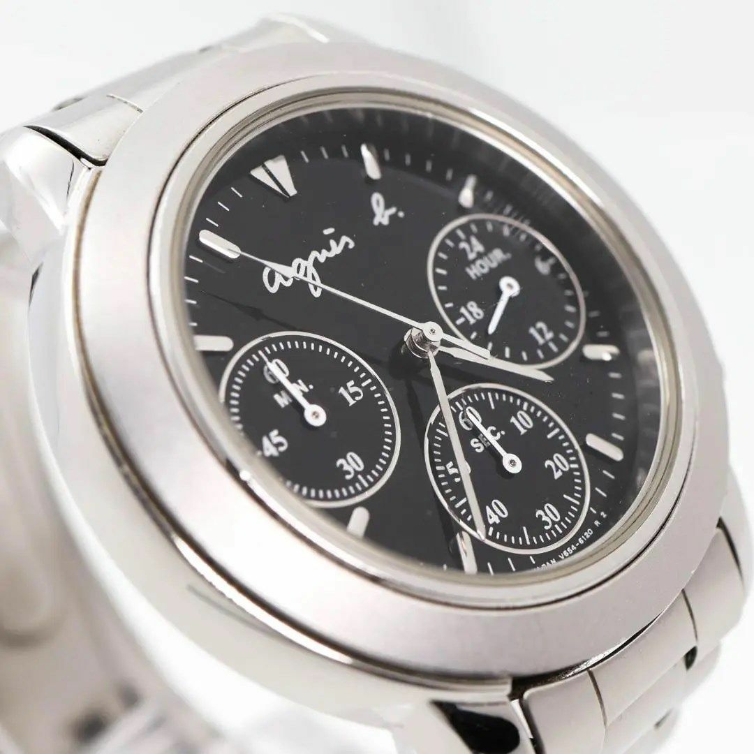 agnes b.(アニエスベー)の《美品》agnes b. 腕時計 ブラック クロノグラフ ユニセックス s メンズの時計(腕時計(アナログ))の商品写真