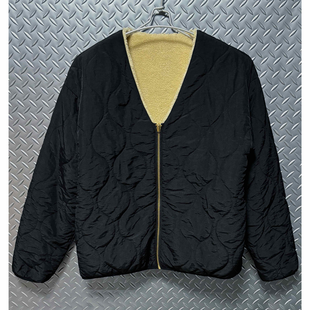 VINTAGE(ヴィンテージ)のボアブルゾン リバーシブル ノーカラー ヴィンテージ古着 ゆるだぼ M レディースのジャケット/アウター(ブルゾン)の商品写真