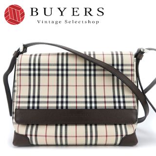 BURBERRY - 【中古】 バーバリー ショルダーバッグ キャンバス レザー ベージュ ボルドー シルバー金具 ノバチェック 斜め掛け レディース 女性 BURBERRY