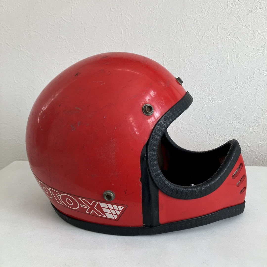 griffin ビンテージヘルメット　Sサイズ　赤色　モトクロス　MOTO-X 自動車/バイクのバイク(ヘルメット/シールド)の商品写真