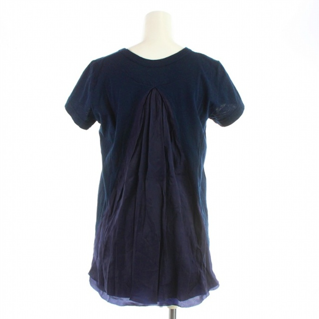 sacai(サカイ)のサカイ Tシャツ カットソー 半袖 フリル 切替 2 M 紺 16-02507 レディースのトップス(Tシャツ(半袖/袖なし))の商品写真