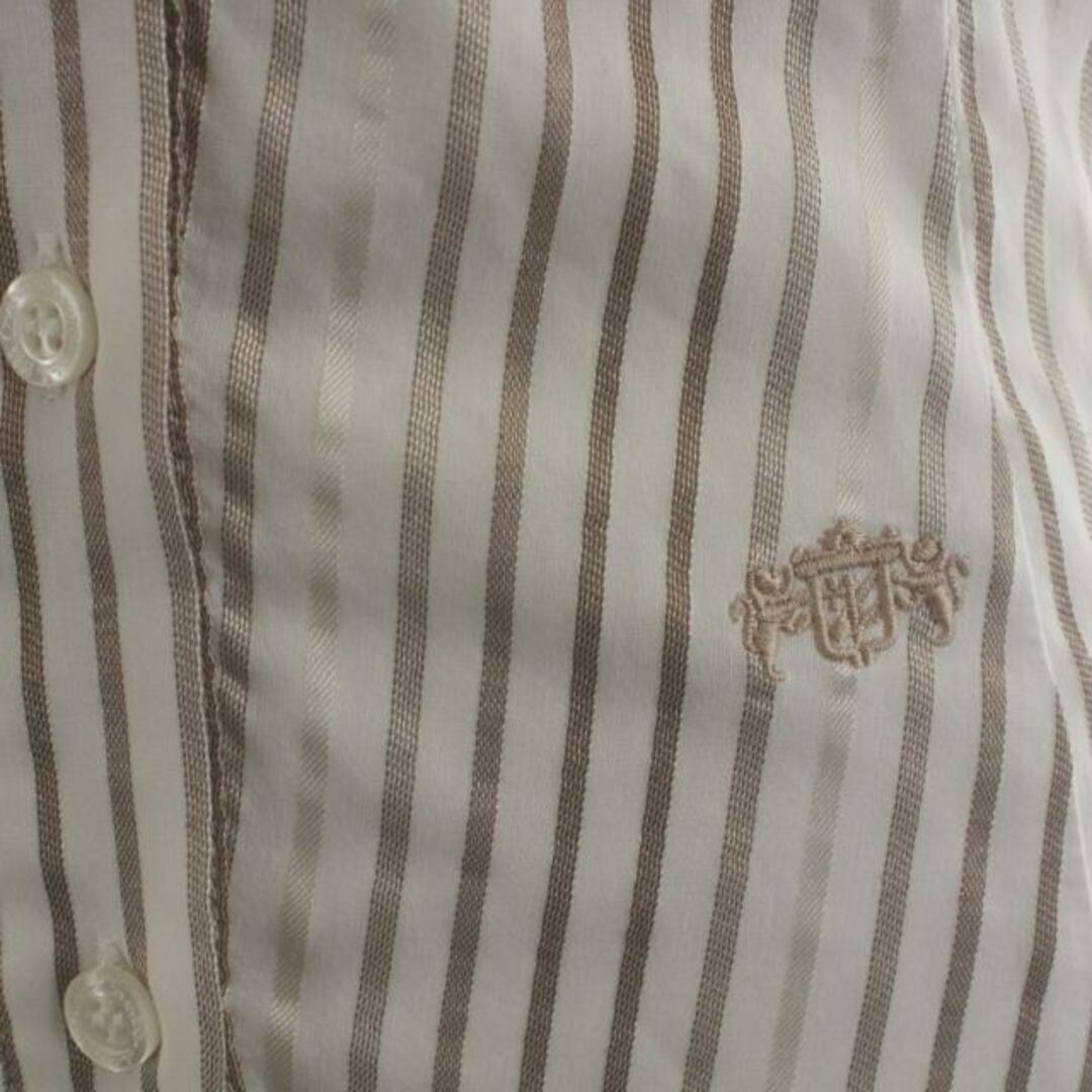 ナラカミーチェ オープンカラーシャツ ブラウス ノースリーブ ロゴ 0 白 茶 レディースのトップス(シャツ/ブラウス(半袖/袖なし))の商品写真