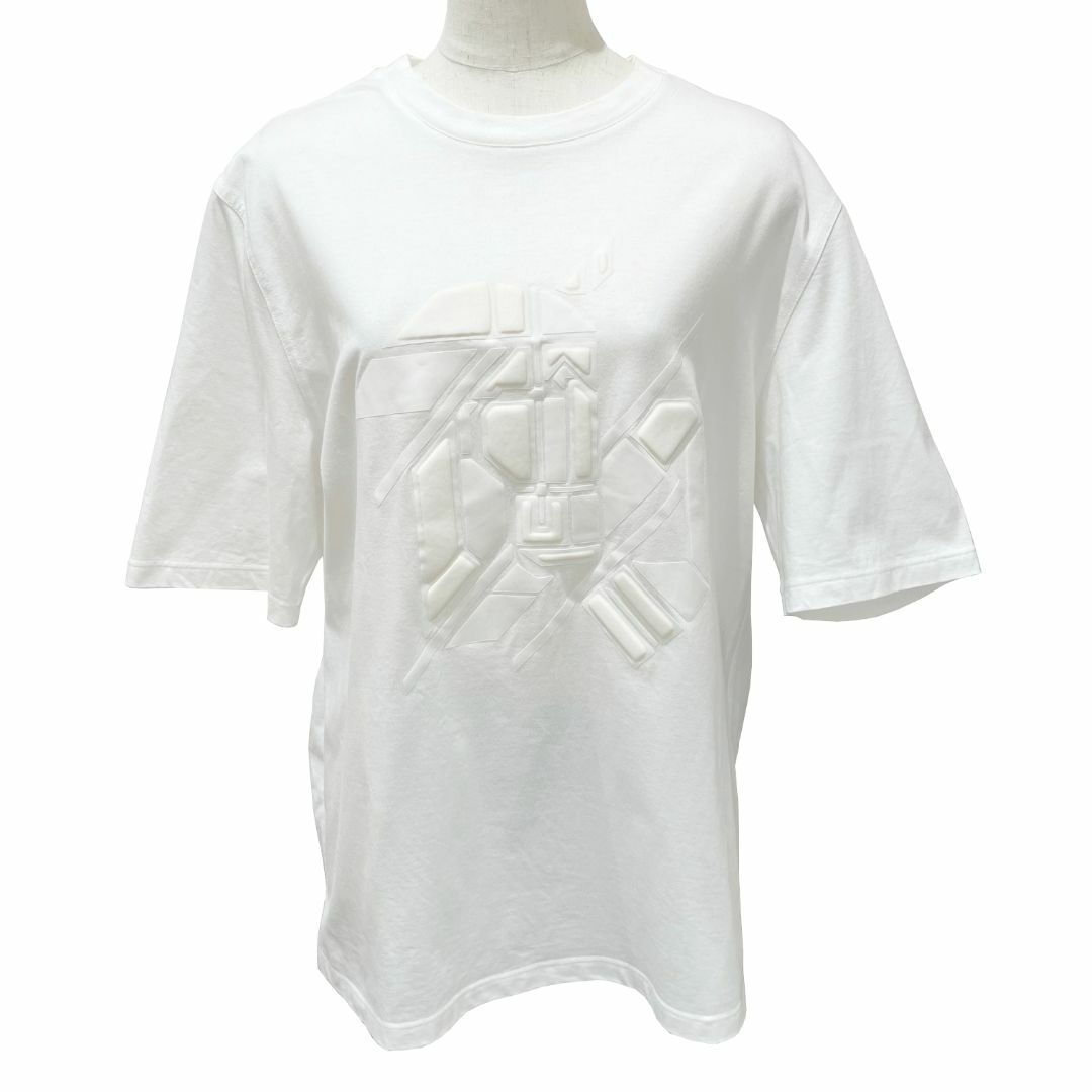 Hermes(エルメス)のHERMES エルメス Tシャツ CHEVAUX EN SYME 3Dプリント 半袖Tシャツ コットン メンズ サイズM 半袖 エンボス ホワイト レディースのトップス(Tシャツ(半袖/袖なし))の商品写真