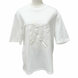 エルメス(Hermes)のHERMES エルメス Tシャツ CHEVAUX EN SYME 3Dプリント 半袖Tシャツ コットン メンズ サイズM 半袖 エンボス ホワイト(Tシャツ(半袖/袖なし))