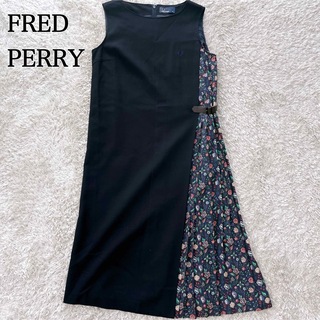 FRED PERRY - 美品✨️FRED PERRY アシンメトリー 花柄プリーツ ワンピース ネイビー