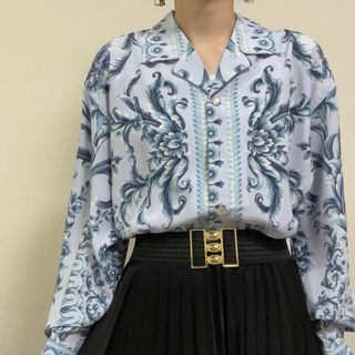 Lochie - 青系 花柄 フラワープリント ヴィンテージ 柄シャツ