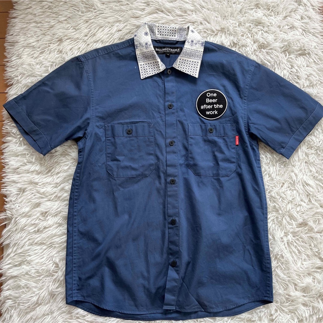 ROLLING CRADLE(ローリングクレイドル)のROLLING CRADLE CYCLO-TIGER WORK SHIRT 青 メンズのトップス(Tシャツ/カットソー(半袖/袖なし))の商品写真