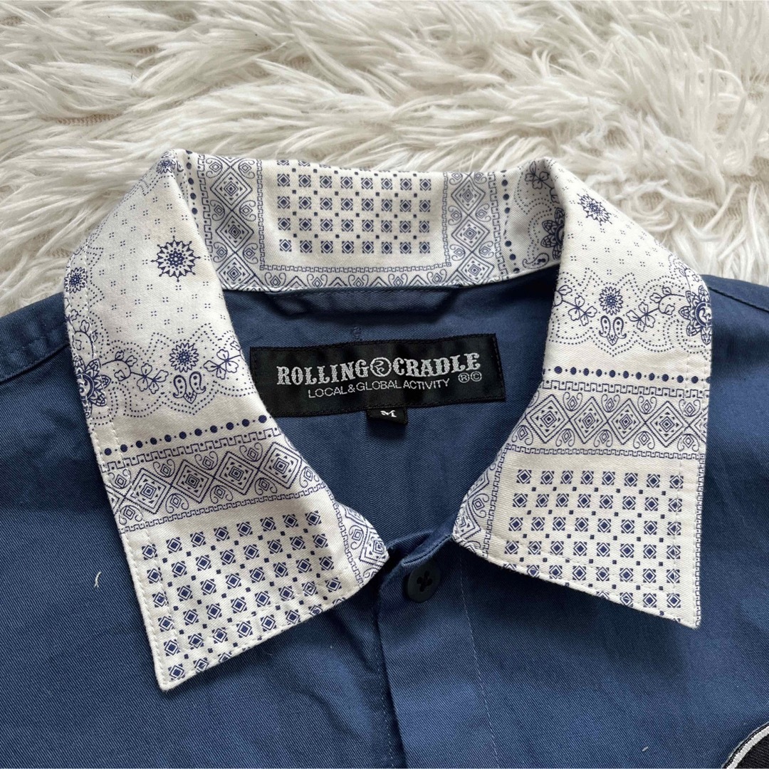 ROLLING CRADLE(ローリングクレイドル)のROLLING CRADLE CYCLO-TIGER WORK SHIRT 青 メンズのトップス(Tシャツ/カットソー(半袖/袖なし))の商品写真