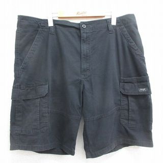 ラングラー(Wrangler)のW39★古着 ラングラー Wrangler ショート カーゴ パンツ ショーツ メンズ 黒 ブラック 24mar06 中古 ボトムス 短パン ショーパン(ワークパンツ/カーゴパンツ)