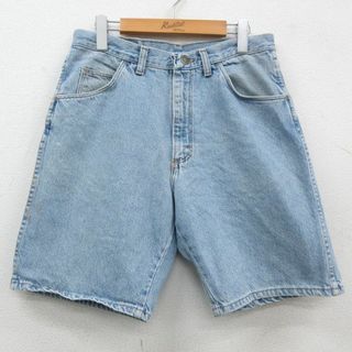 ラングラー(Wrangler)のW31★古着 ラングラー Wrangler ショート パンツ ショーツ メンズ コットン 薄紺 ネイビー デニム 24mar06 中古 ボトムス 短パン ショーパン ハーフ(ワークパンツ/カーゴパンツ)