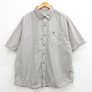 カーハートダブリューアイピー(Charhartt WIP)のXL★古着 カーハート Carhartt 半袖 シャツ メンズ ワンポイントロゴ 大きいサイズ コットン ボタンダウン 紺他 ネイビー チェック 24mar07 中古 トップス(シャツ)