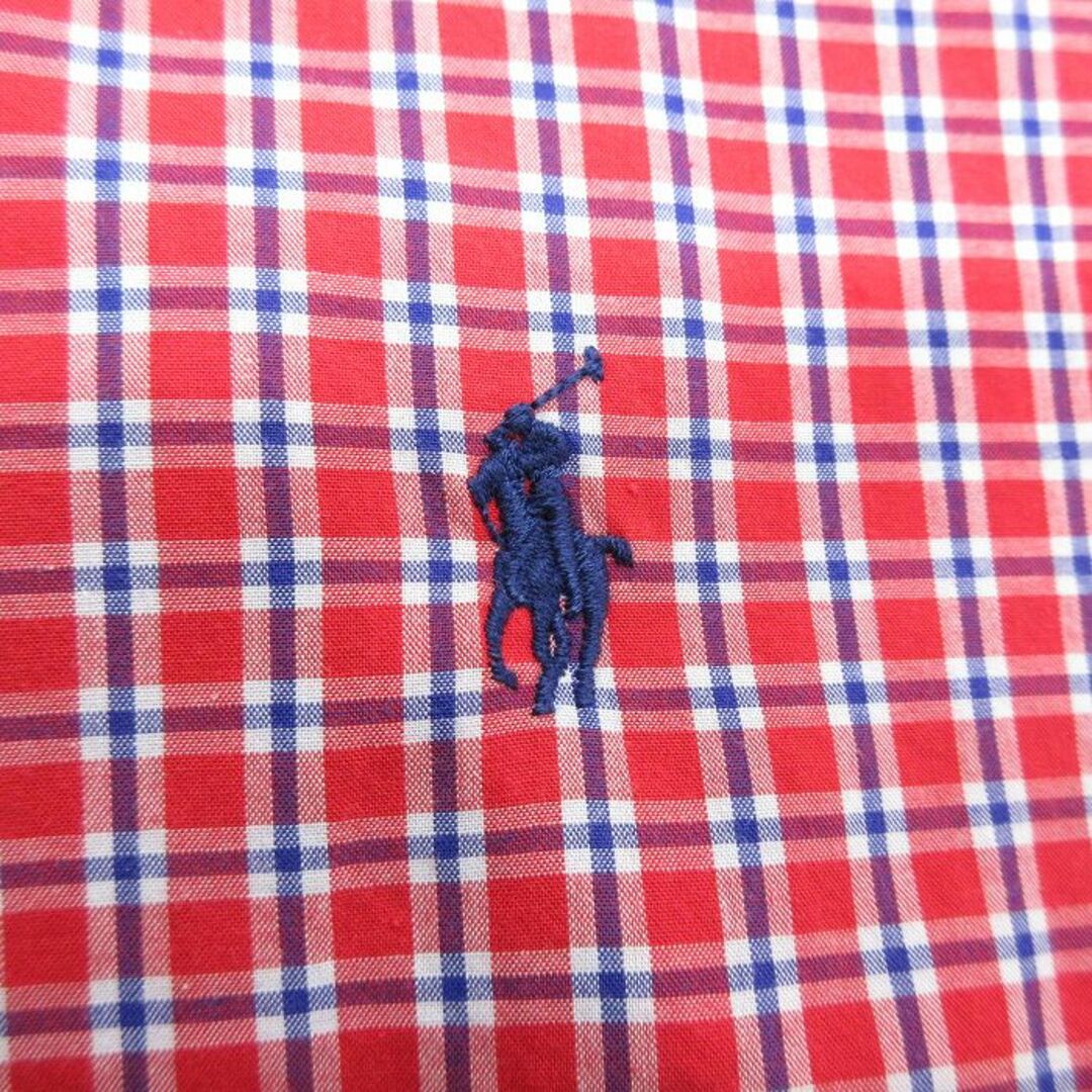 Ralph Lauren(ラルフローレン)のXL★古着 ラルフローレン Ralph Lauren 半袖 ブランド シャツ メンズ 90年代 90s ワンポイントロゴ BLAKE 大きいサイズ コットン ボタンダウン 赤他 レッド チェック 24mar08 中古 トップス メンズのトップス(シャツ)の商品写真