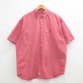 XL★古着 ラルフローレン Ralph Lauren 半袖 ブランド シャツ メンズ 90年代 90s ワンポイントロゴ BLAKE 大きいサイズ ロング丈 コットン ボタンダウン ピンク系 24mar09 中古 トップス