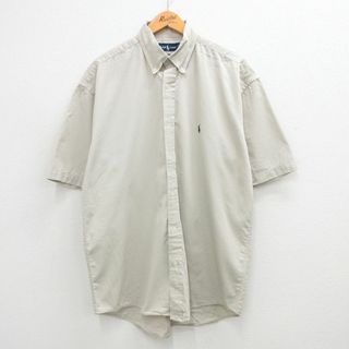 ラルフローレン(Ralph Lauren)のXL★古着 ラルフローレン Ralph Lauren 半袖 ブランド シャツ メンズ 90年代 90s ワンポイントロゴ BLAKE ロング丈 コットン ボタンダウン ベージュ系 カーキ 24mar09 中古 トップス(シャツ)