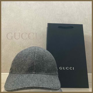 GUCCI グッチ G ベースボールキャップ Mサイズ グレー ウール フェルト