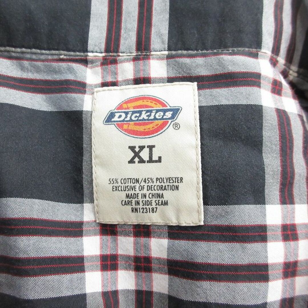 Dickies(ディッキーズ)のXL★古着 ディッキーズ Dickies 半袖 シャツ メンズ ロング丈 開襟 オープンカラー 黒他 ブラック チェック 24mar09 中古 トップス メンズのトップス(シャツ)の商品写真