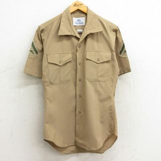 S★古着 半袖 ミリタリー シャツ メンズ 00年代 00s 開襟 オープンカラー USA製 ベージュ カーキ 24mar09 中古 トップス(シャツ)