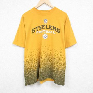 リーボック(Reebok)のXL★古着 リーボック REEBOK 半袖 Tシャツ メンズ NFL ピッツバーグスティーラーズ 大きいサイズ コットン クルーネック 濃黄 イエロー アメフト スーパーボウル 24mar08 中古(Tシャツ/カットソー(半袖/袖なし))