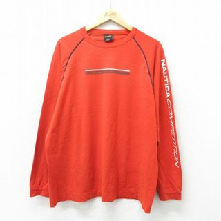 ノーティカ(NAUTICA)のXL★古着 ノーティカ NAUTICA 長袖 ブランド Tシャツ メンズ コンペティション 大きいサイズ ラグラン オレンジ 24mar06 中古(Tシャツ/カットソー(半袖/袖なし))