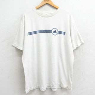 アディダス(adidas)のXL★古着 アディダス adidas 半袖 ビンテージ Tシャツ メンズ 00年代 00s ワンポイントロゴ 大きいサイズ クルーネック 白 ホワイト 24mar06 中古(Tシャツ/カットソー(半袖/袖なし))