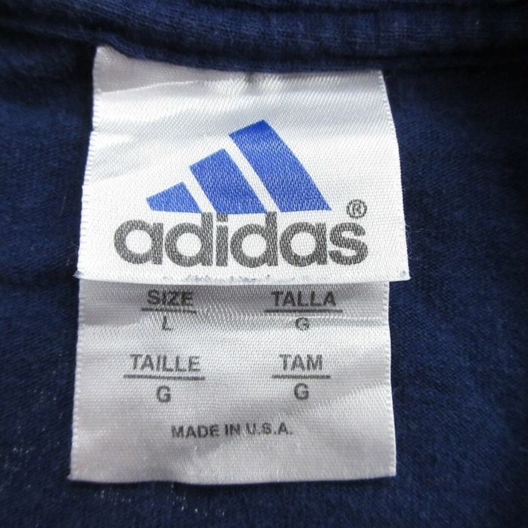 adidas(アディダス)のXL★古着 アディダス adidas 半袖 ビンテージ Tシャツ メンズ 90年代 90s ビッグロゴ コットン USA製 紺 ネイビー 24mar06 中古 メンズのトップス(Tシャツ/カットソー(半袖/袖なし))の商品写真
